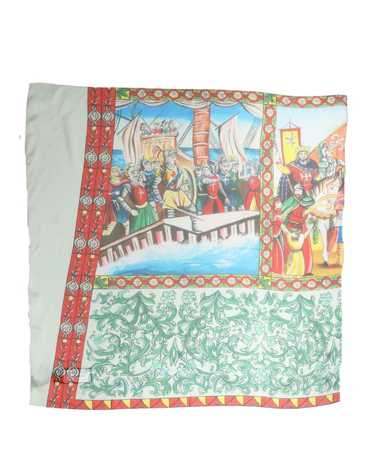 Scarf by Dolce & Gabbana for women in silk multicolor & patterned presents a effortlessly chic silhouette, artfully capturing the essence of the effortlessly chic Silk Foulard Square Scarf design for a sophisticated look.