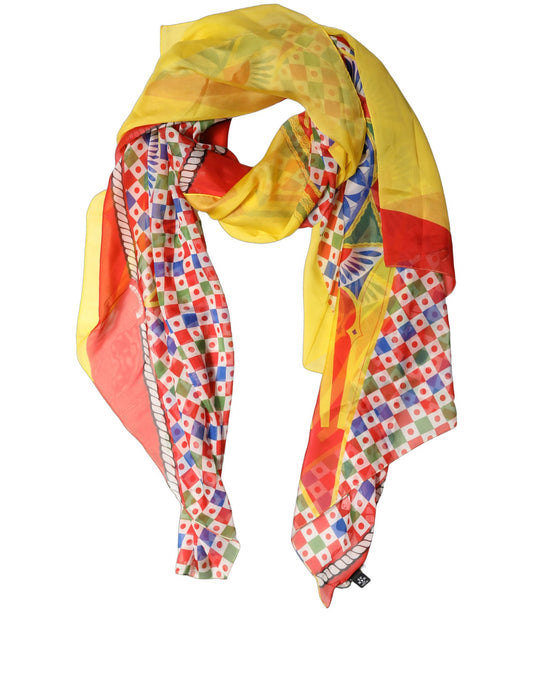 Scarf by Dolce & Gabbana for women in silk multicolor & print features a snug silhouette, perfectly showcasing the elegant drape and premium finish of the Silk Rectangular Stole Scarf.