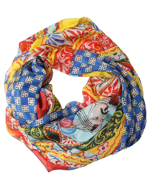Scarf by Dolce & Gabbana for women in silk multicolor & print presents a effortlessly chic silhouette, artfully capturing the essence of the effortlessly chic Silk Rectangular Stole Scarf design for a sophisticated look.