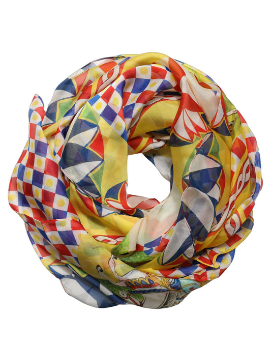 Scarf by Dolce & Gabbana for women in silk multicolor & print features a timeless silhouette, artfully capturing the essence of the timeless Silk Foulard Scarf design for a sophisticated look.