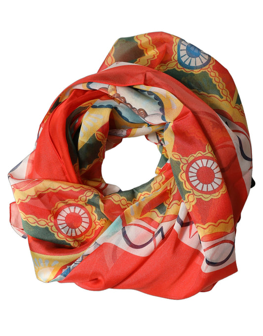 Scarf by Dolce & Gabbana for women in silk multicolor & patterned showcases a warm silhouette from the Silk Foulard Square Scarf collection, offering a warm drape that exudes sophisticated luxury.