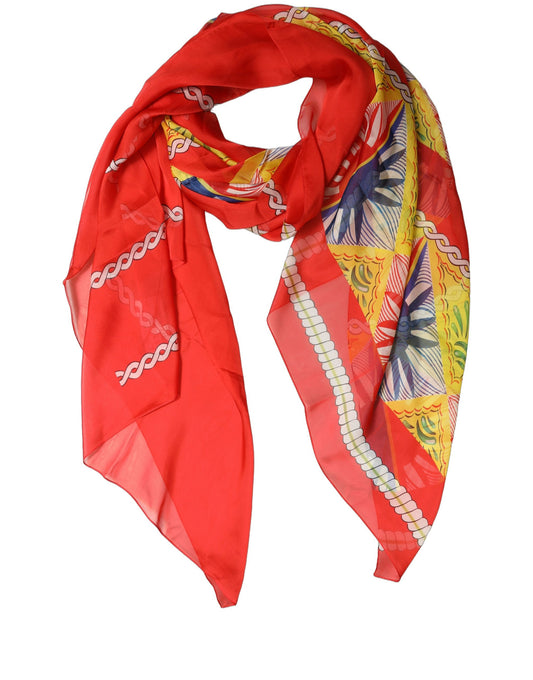 Scarf by Dolce & Gabbana for women in silk multicolor & patterned features a snug silhouette, perfectly showcasing the elegant drape and premium finish of the Silk Rectangular Stole Scarf.