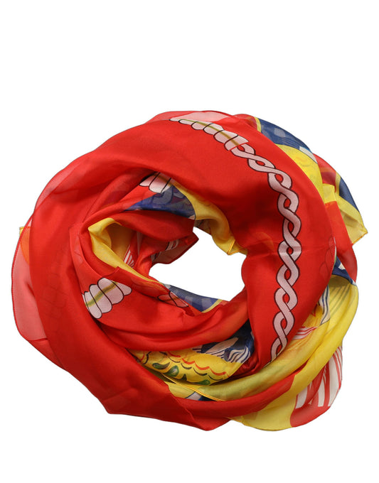 Scarf by Dolce & Gabbana for women in silk multicolor & patterned features a timeless silhouette, artfully capturing the essence of the timeless Silk Foulard Square Scarf design for a sophisticated look.