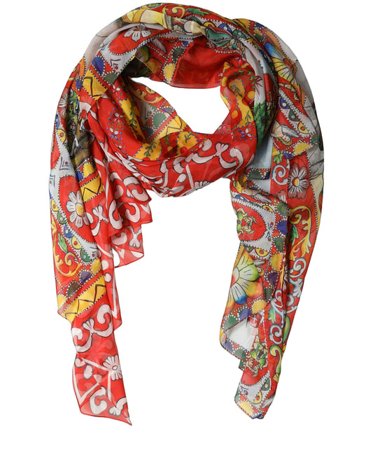 Scarf by Dolce & Gabbana for women in silk multicolor & patterned showcases a on trend silhouette, artfully capturing the on trend essence of the Silk Rectangular Stole Scarf design with a sophisticated finish.