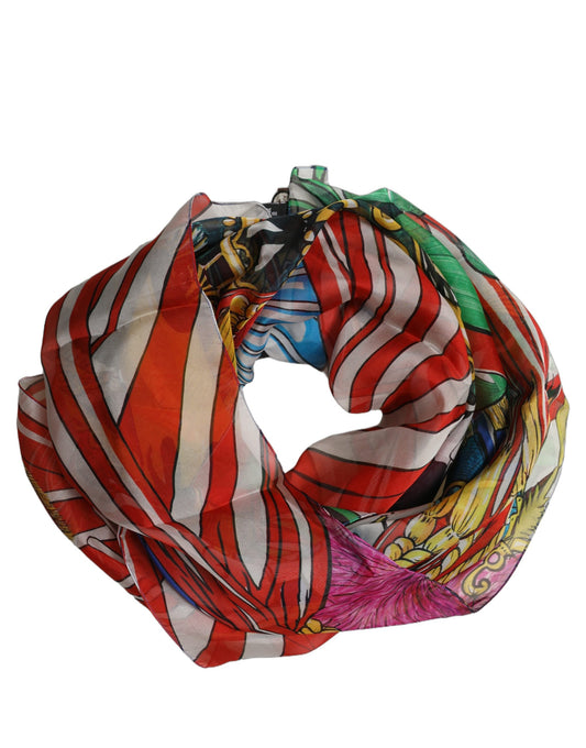 Scarf by Dolce & Gabbana for women in silk multicolor & patterned showcases a on trend silhouette, artfully capturing the on trend essence of the Silk Foulard Square Scarf design with a sophisticated finish.