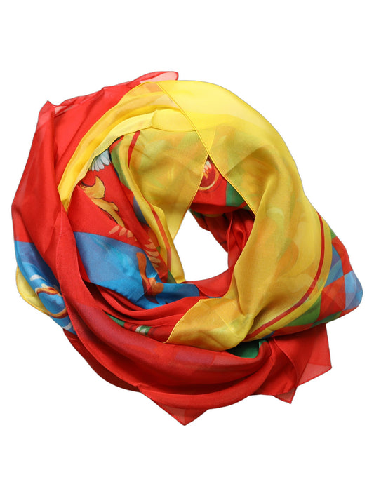 Scarf by Dolce & Gabbana for women in silk multicolor & patterned showcases a warm silhouette from the Silk Foulard Square Scarf collection, offering a warm drape that exudes sophisticated luxury.