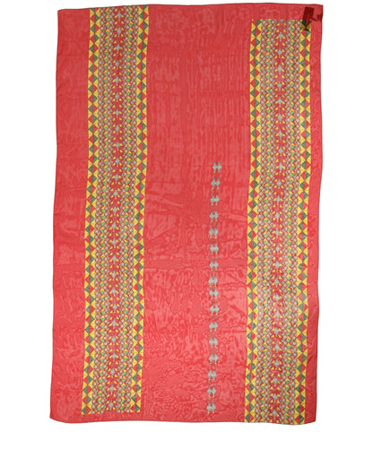 Dolce & Gabbana Red Silk Geometric Print Shawl Stole Scarf