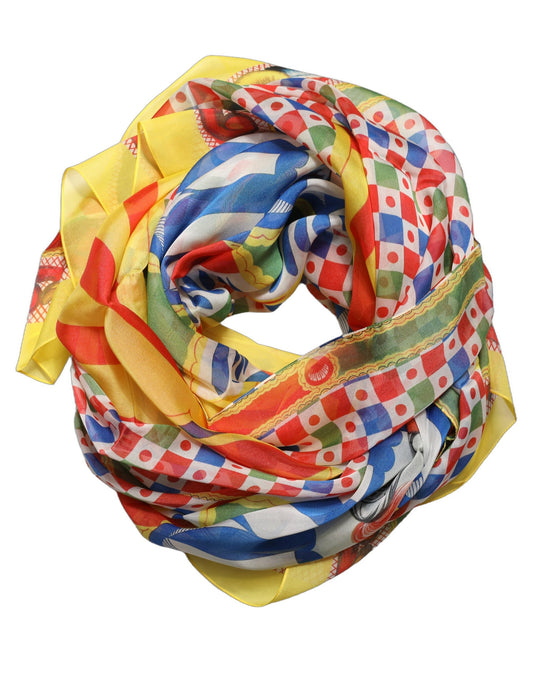 Scarf by Dolce & Gabbana for women in silk multicolor & print features a snug silhouette, perfectly showcasing the elegant drape and premium finish of the Silk Stole Scarf.