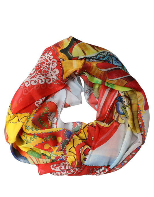 Scarf by Dolce & Gabbana for women in silk multicolor & patterned showcases a on trend silhouette, artfully capturing the on trend essence of the Silk Foulard Square Scarf design with a sophisticated finish.