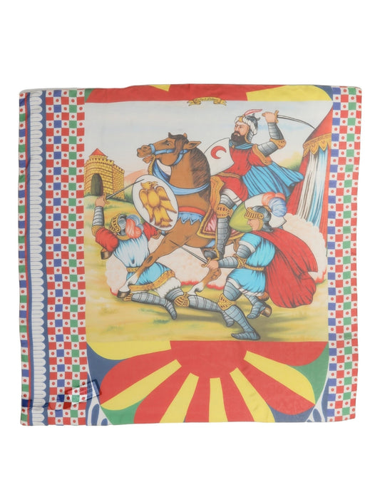 Scarf by Dolce & Gabbana for women in silk multicolor & patterned showcases a warm silhouette from the Silk Foulard Square Scarf collection, offering a warm drape that exudes sophisticated luxury.