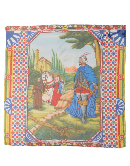 Scarf by Dolce & Gabbana for women in silk multicolor & patterned features a timeless silhouette, artfully capturing the essence of the timeless Silk Foulard Square Scarf design for a sophisticated look.