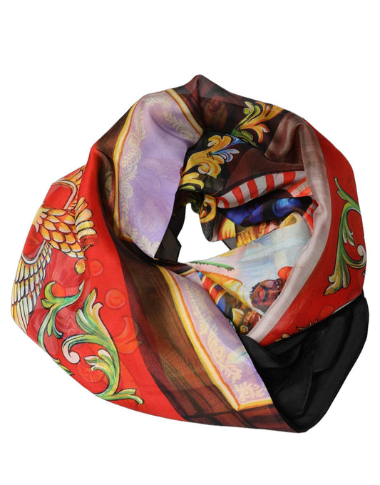 Scarf by Dolce & Gabbana for women in silk multicolor & patterned presents a effortlessly chic silhouette, artfully capturing the essence of the effortlessly chic Silk Foulard Square Scarf design for a sophisticated look.