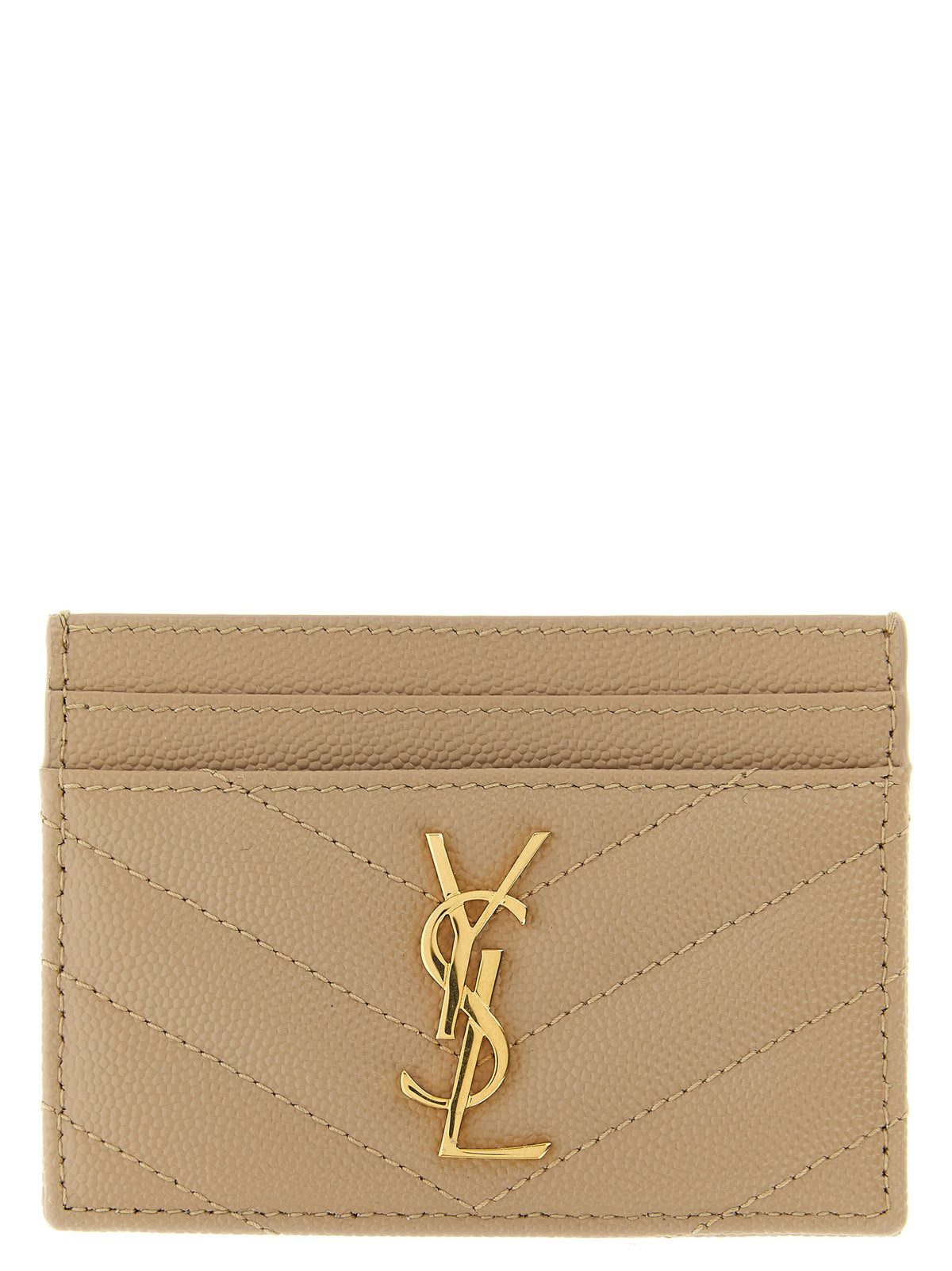 Saint Laurent Beige Calfskin Cardholder