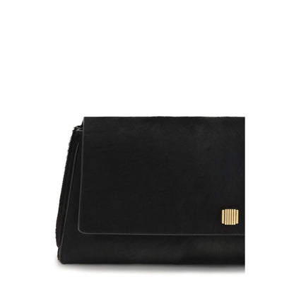Khaite Black Calf Leather Bos Taurus Clutch Bag
