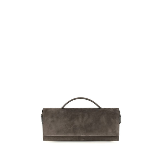 Brunello Cucinelli Essence Suede Leather Mini Drawstring Clutch Handbag - Brown