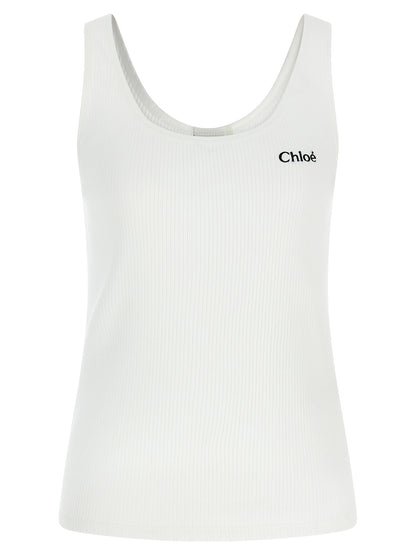 Chloé White Cotton Tank Tops