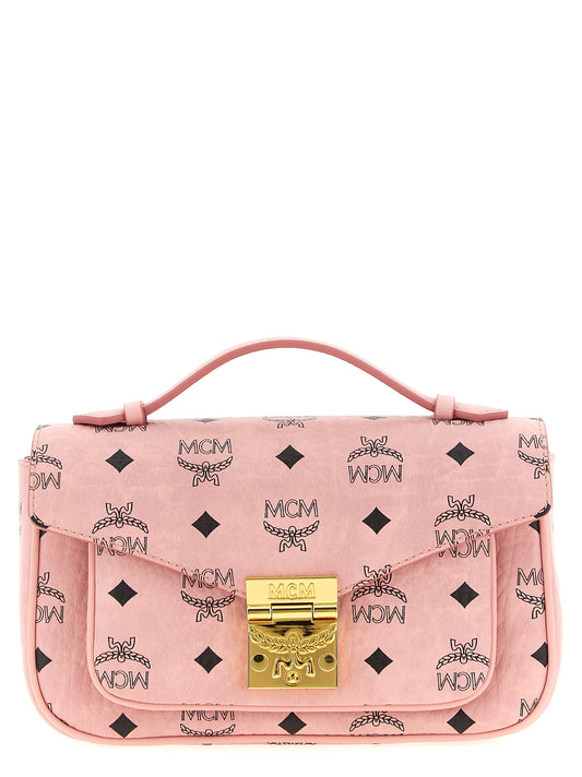 Large Crossbody Messenger Handbag by MCM for women in canvas leather metal & polyethylene multicolor, natural & monogram features a transformative sophistication silhouette, showcasing a secure flap, ample , and versatile crossbody-strap, shoulder-strap, adjustable-strap & handle for a transformative sophistication look.