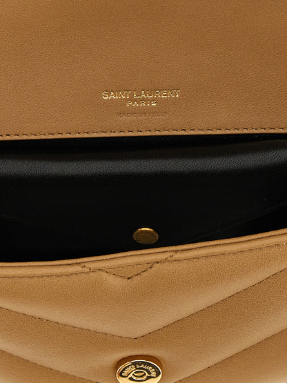 Saint Laurent Beige Lamb Leather Crossbody Bag