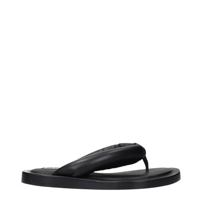 Jil Sander Black Leather Flip-Flop Sandals