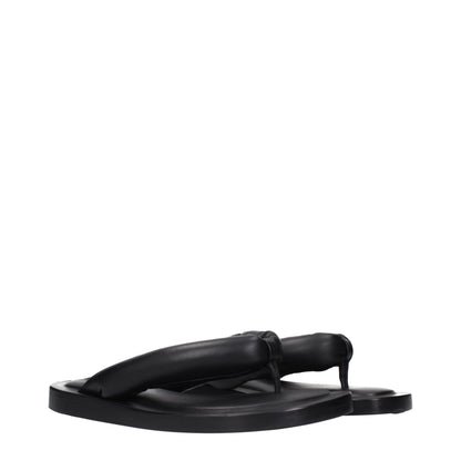 Jil Sander Black Leather Flip-Flop Sandals