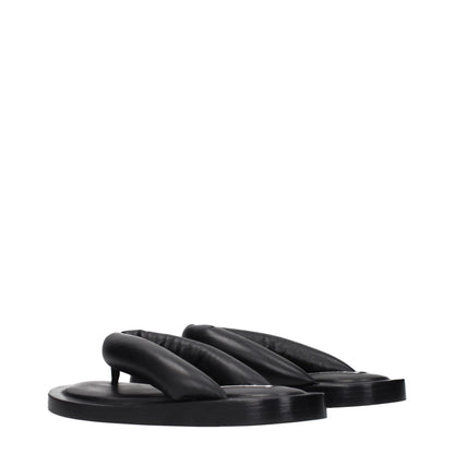 Jil Sander Black Leather Flip-Flop Sandals