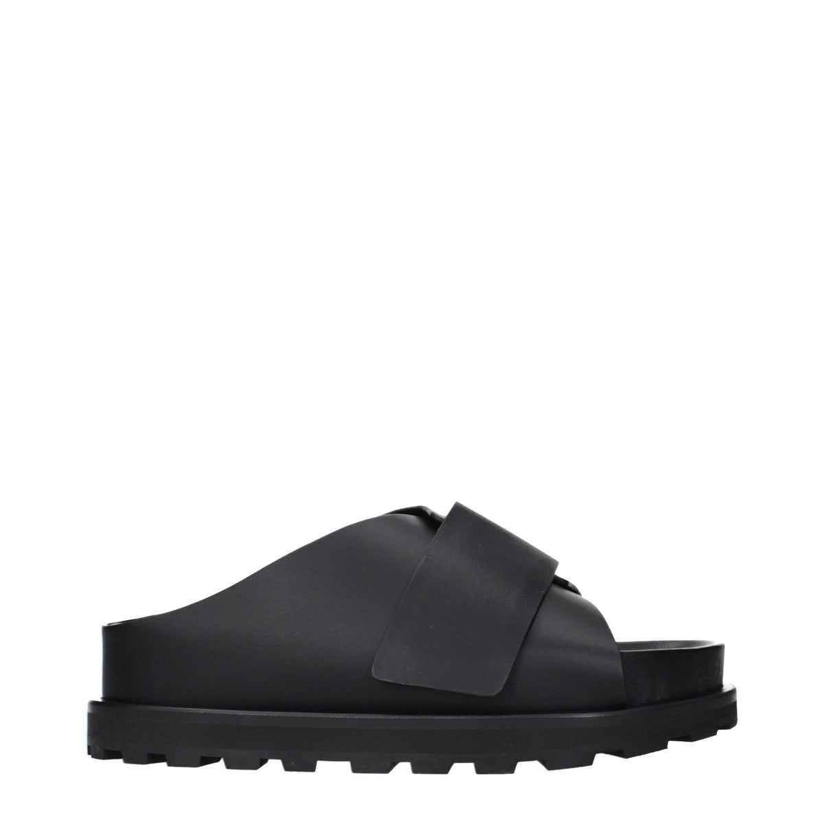 Jil Sander Black Leather Slippers