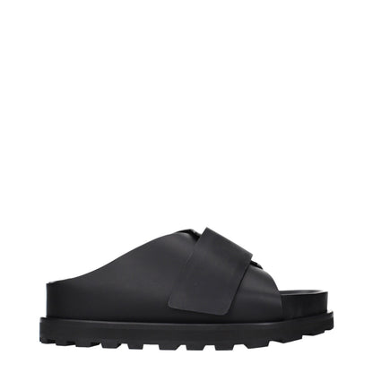 Jil Sander Black Leather Slippers