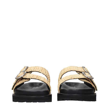 Jil Sander Beige Raffia Slippers