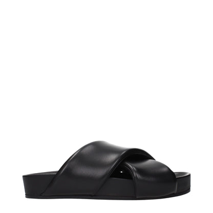 Jil Sander Black Leather Slippers