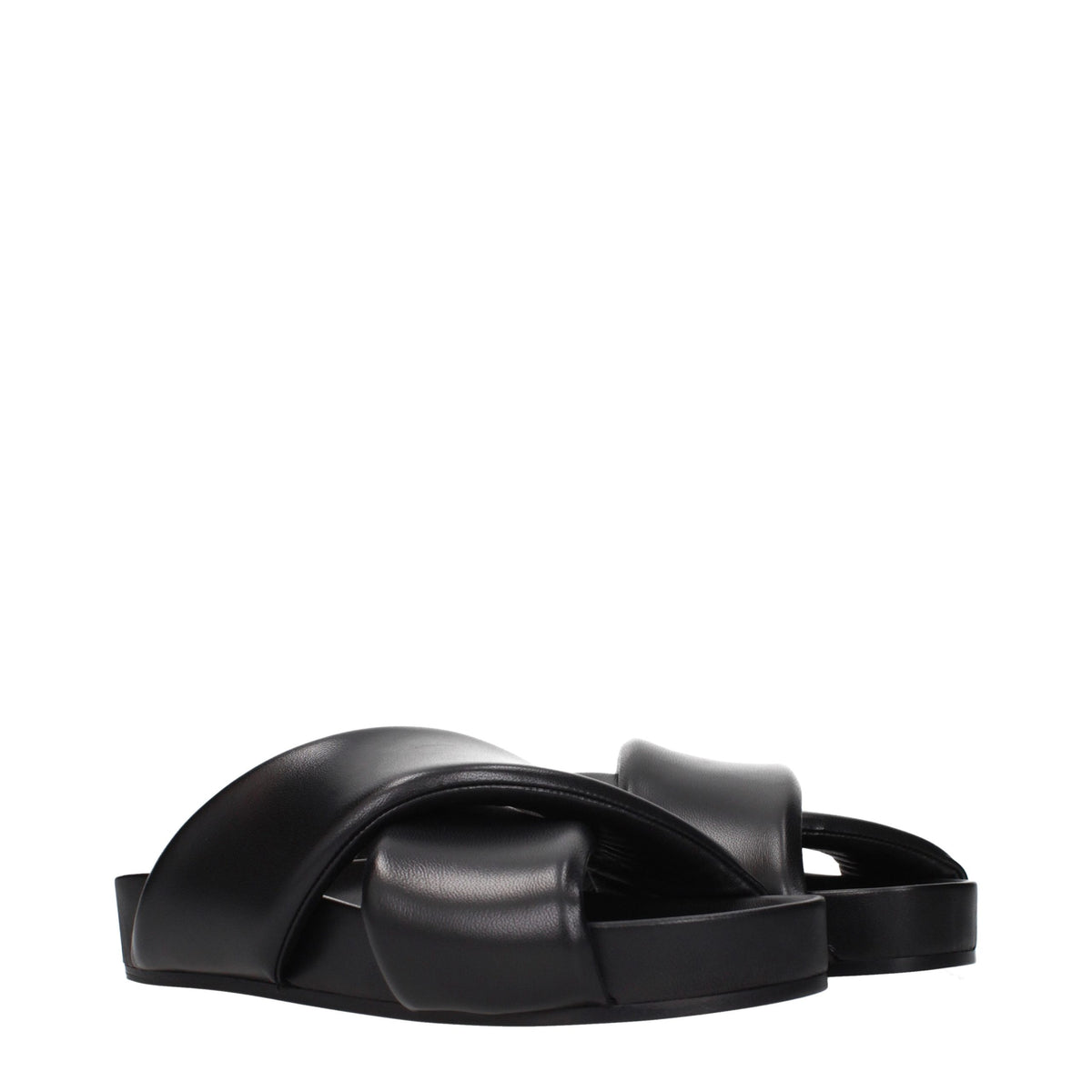 Jil Sander Black Leather Slippers