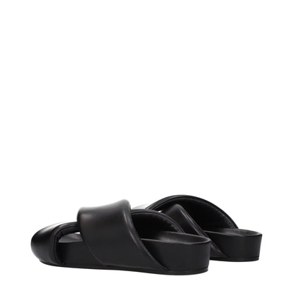 Jil Sander Black Leather Slippers
