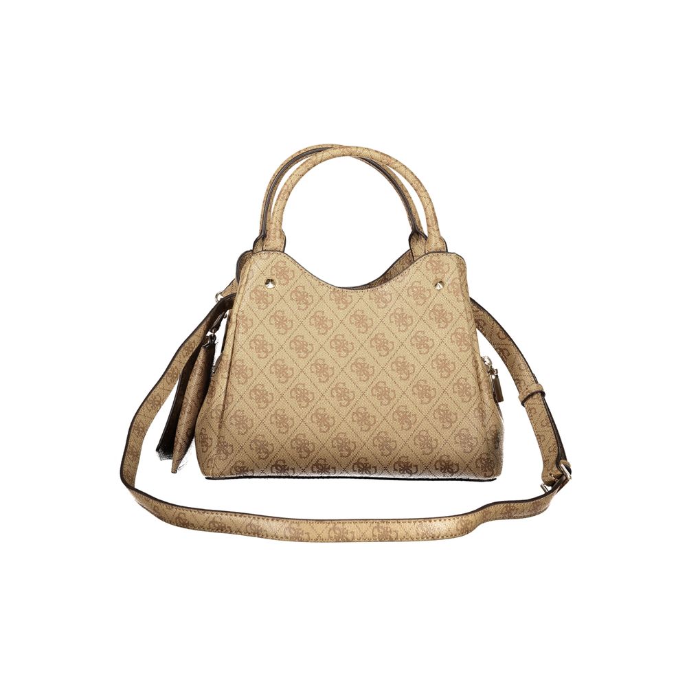 Handbag by Guess Jeans for women in polyethylene beige features a refined silhouette, showcasing a secure snap & zipper, organized built-in-compartments, removable-pouch, internal-pockets & coin-purse, and versatile shoulder-strap, adjustable-strap & handle for a refined finish.