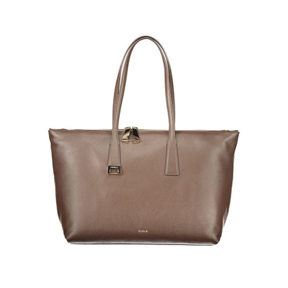 This Tote Handbag by Furla for women in leather and brown presents a sculptural silhouette featuring a secure zipper, ample internal-pockets, and versatile handle for a sculptural finish.