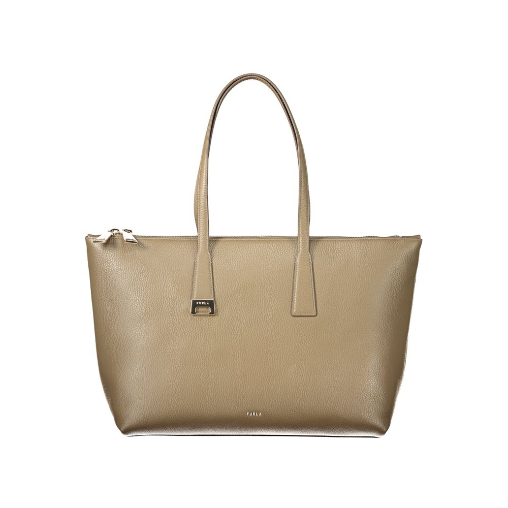 This Tote Handbag by Furla for women in leather and green presents a sculptural silhouette featuring a secure zipper, ample internal-pockets, and versatile handle for a sculptural finish.