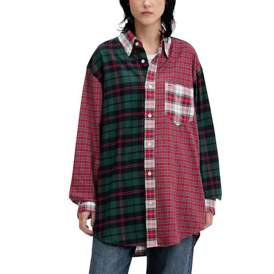 Overshirt by Tommy Hilfiger Jeans for women in cotton red, patterned, plaid, signature & patchwork showcases a sublime silhouette, artfully detailed with a sublime and long-sleeve for a sophisticated, sublime finish.