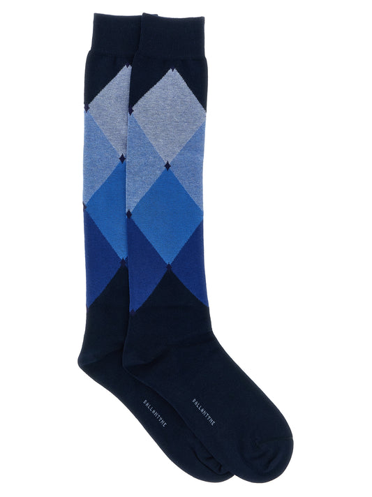 Socks by Ballantyne for men in cotton blue & patterned features a nuanced silhouette, showcasing the nuanced Men's Cotton Socks design with a refined, premium finish.