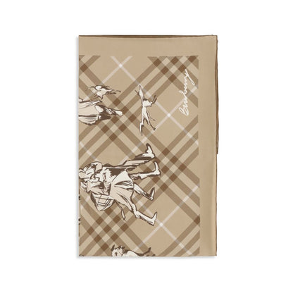 Burberry Silk Twill Square Scarf - Beige Patterned Signature Print