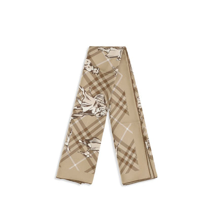 Burberry Silk Twill Square Scarf - Beige Patterned Signature Print