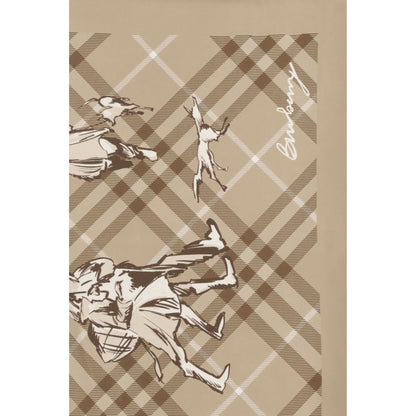 Burberry Silk Twill Square Scarf - Beige Patterned Signature Print