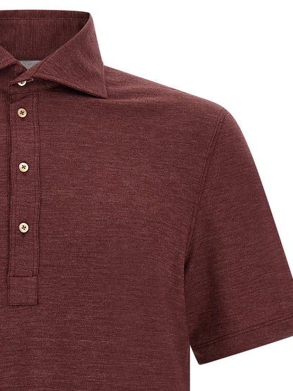 Brunello Cucinelli Bordeaux Virgin Wool Polo Shirt