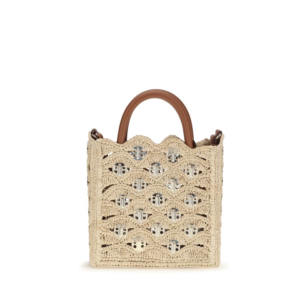 Rabanne Beige Raffia Shoulder Bag