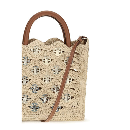 Rabanne Beige Raffia Shoulder Bag