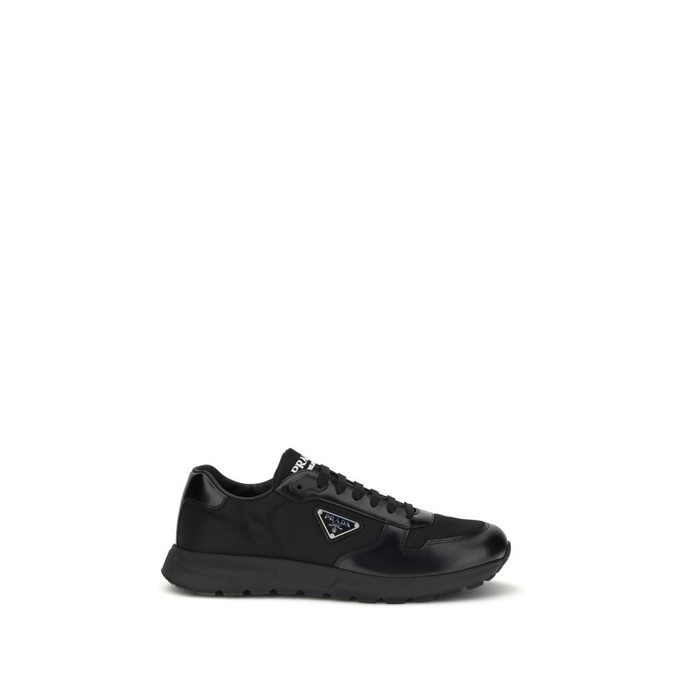 Prada Men's Athletic Nylon Leather Sneakers - Black