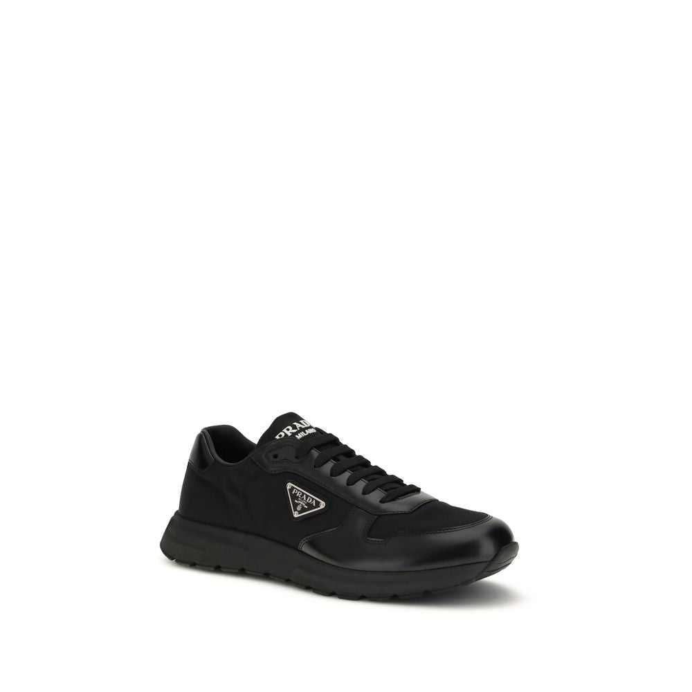 Prada Men's Athletic Nylon Leather Sneakers - Black