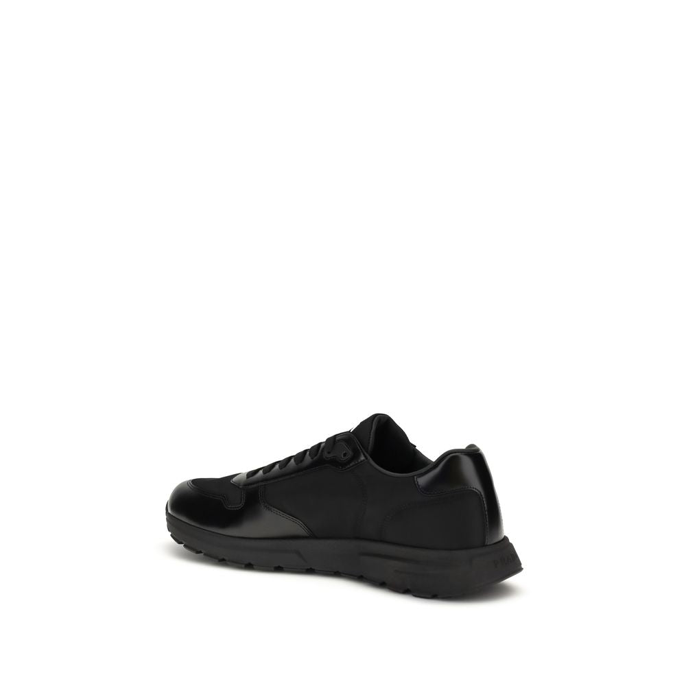 Prada Men's Athletic Nylon Leather Sneakers - Black