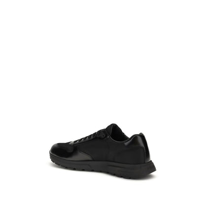 Prada Men's Athletic Nylon Leather Sneakers - Black