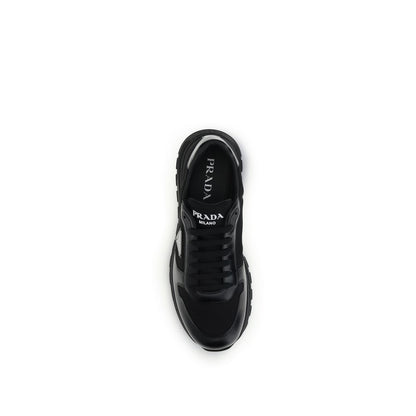 Prada Men's Athletic Nylon Leather Sneakers - Black