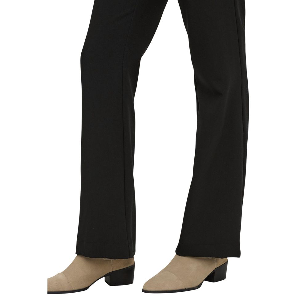 Trousers by Only for women in stretch polyester & viscose black features a sculptural silhouette, showcasing a sculptural flared and long with a sophisticated high rise for a sculptural finish.