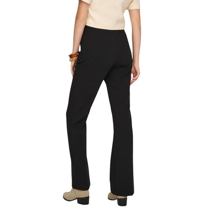 Trousers by Only for women in stretch polyester & viscose black features a artisanal silhouette, showcasing a sophisticated flared with a long and high rise for a artisanal finish.
