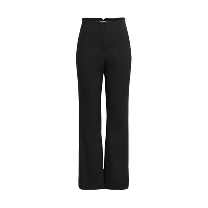 Trousers by Only for women in stretch polyester & viscose black features an sartorial silhouette, showcasing a precise flared and long with a sartorial high rise for a refined look.